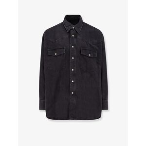Studio Nicholson Men Black Denim Shirt With Enamelled Buttons